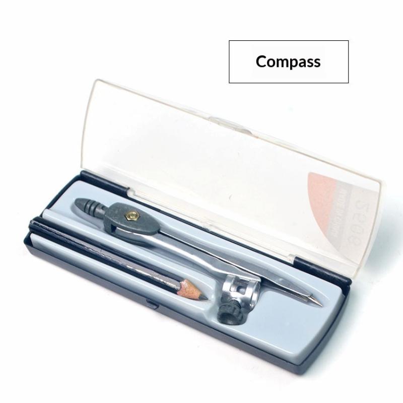 Math Geometry Set With Compass - Metall-Zirkel-Set mit Verriegelung, tragbares Werkzeug zum
