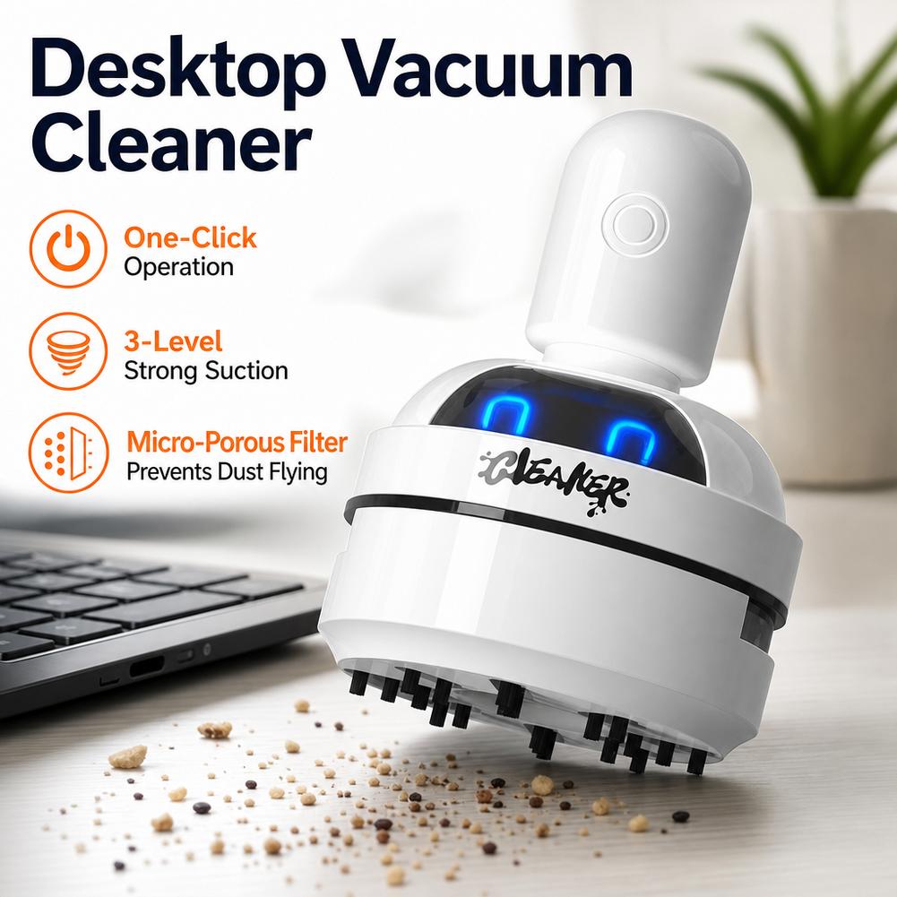 Mini Desktop Vacuum Cleaner For Eraser Dust - Tischstaubsauger, USB-aufladbar, 3 Stufen, starke Saugkraft,
