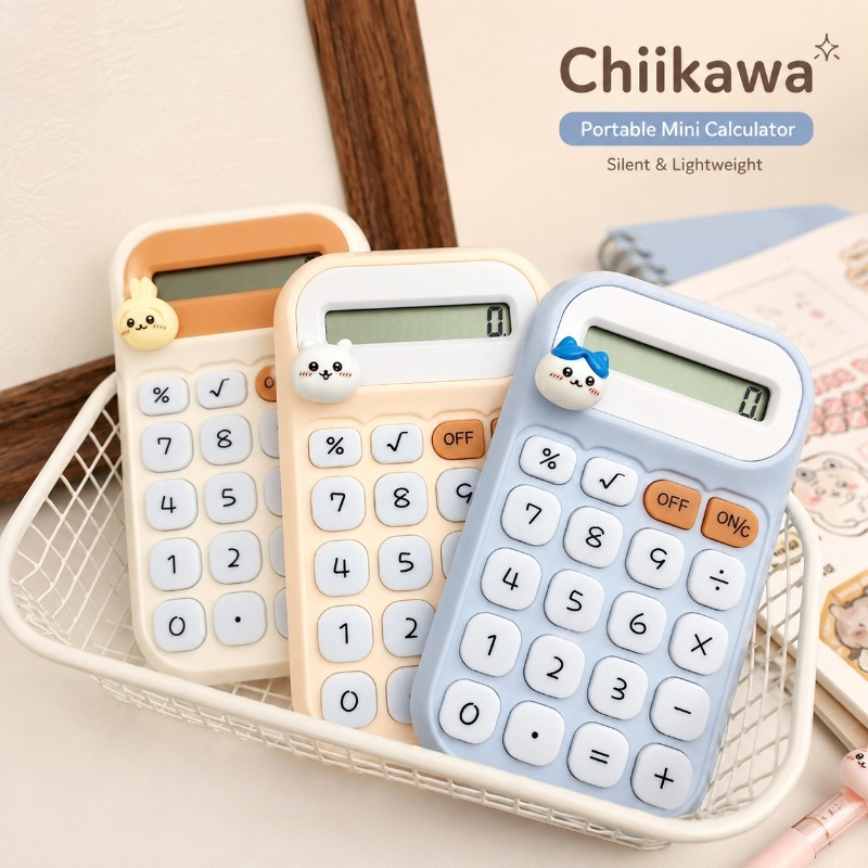 Scientific Calculator For Secondary School - Niedlicher Chiikawa tragbarer Mini-Rechner, geräuschlos, präzise,