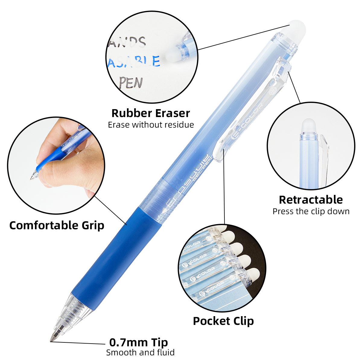 12 Stück/Set, 0,7 mm, einziehb – Retractable Eraser Pen Click Bewertung und Preis