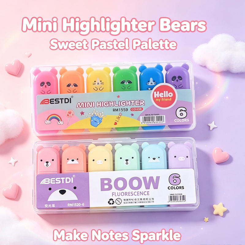 Kawaii Bär Textmarker-Set, nie – Pastel Highlighter Set Double Ended Bewertung und Preis