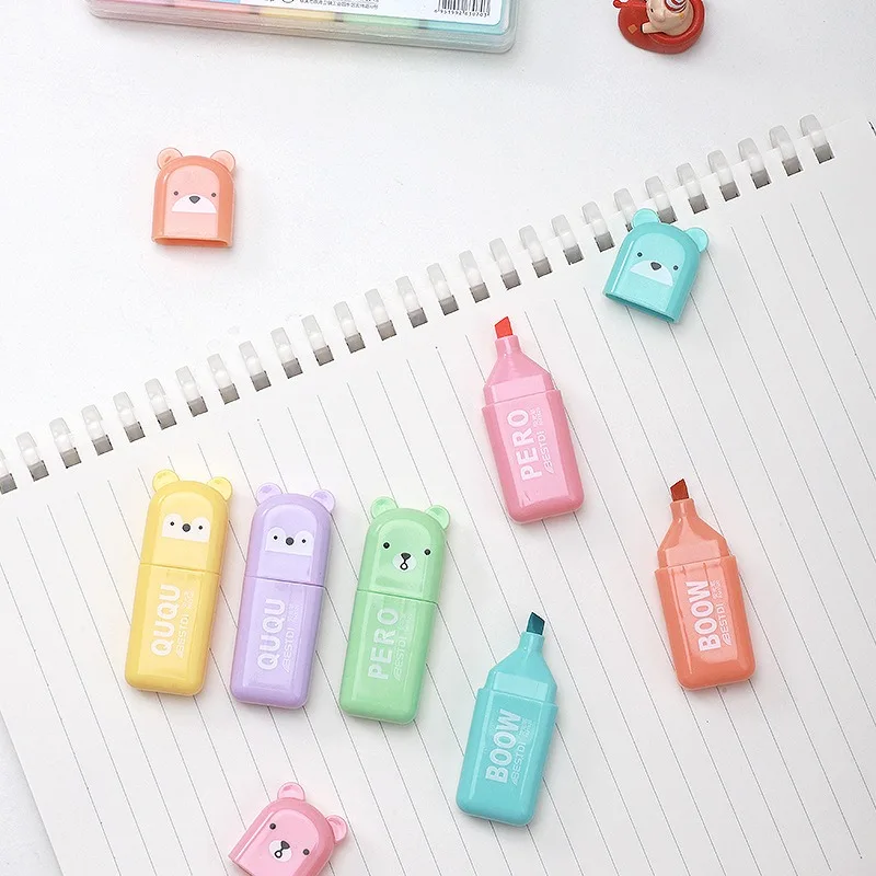 Kawaii Bär Textmarker-Set, nie – Pastel Highlighter Set Double Ended Bewertung und Preis